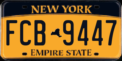 NY license plate FCB9447