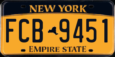 NY license plate FCB9451