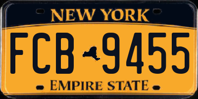 NY license plate FCB9455