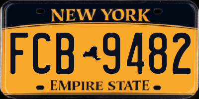 NY license plate FCB9482