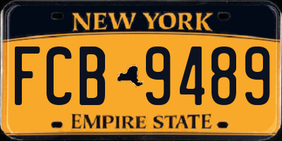 NY license plate FCB9489