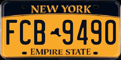 NY license plate FCB9490
