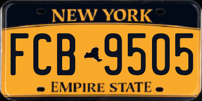 NY license plate FCB9505