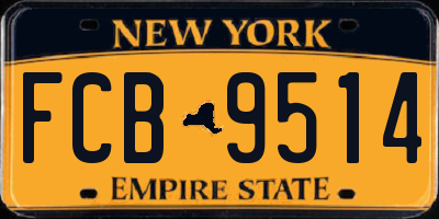 NY license plate FCB9514