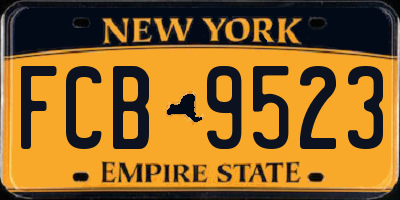 NY license plate FCB9523