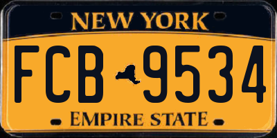 NY license plate FCB9534