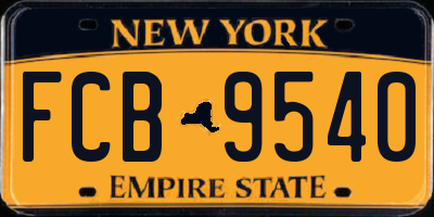 NY license plate FCB9540