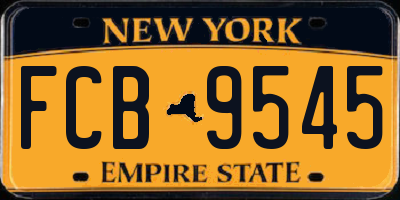 NY license plate FCB9545