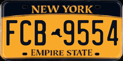 NY license plate FCB9554