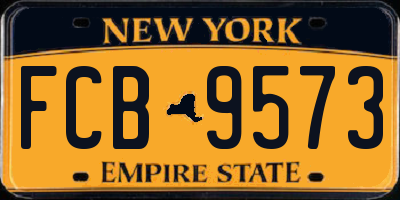 NY license plate FCB9573
