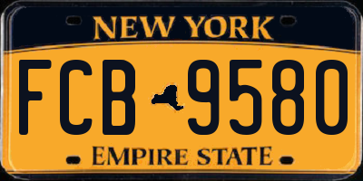 NY license plate FCB9580