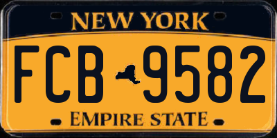 NY license plate FCB9582
