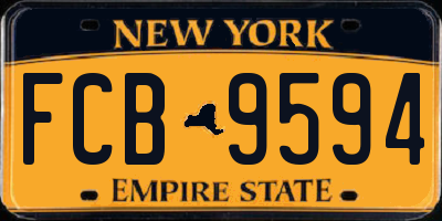 NY license plate FCB9594