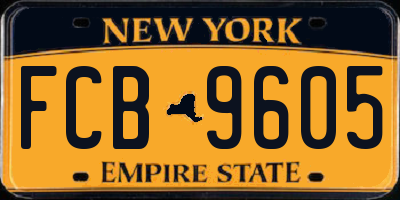 NY license plate FCB9605