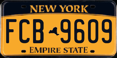 NY license plate FCB9609