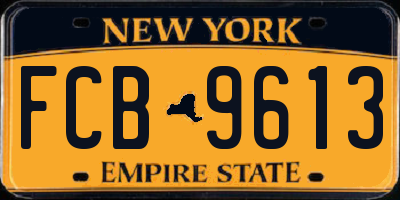 NY license plate FCB9613