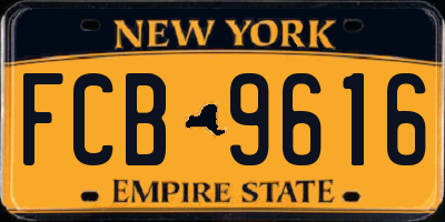NY license plate FCB9616