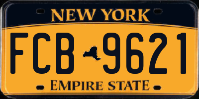 NY license plate FCB9621