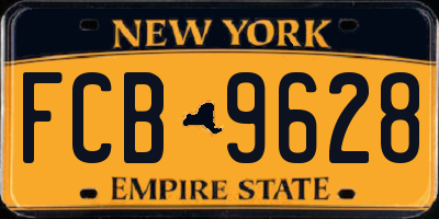 NY license plate FCB9628