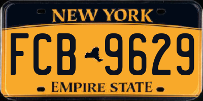 NY license plate FCB9629