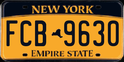 NY license plate FCB9630