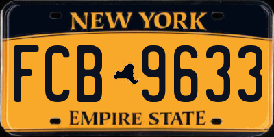 NY license plate FCB9633