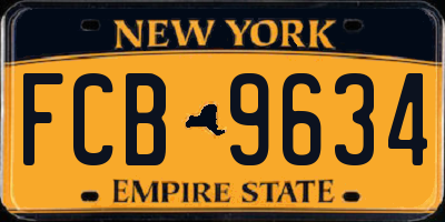 NY license plate FCB9634