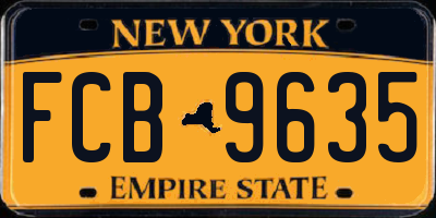 NY license plate FCB9635
