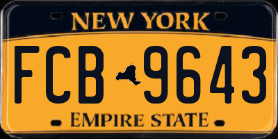 NY license plate FCB9643