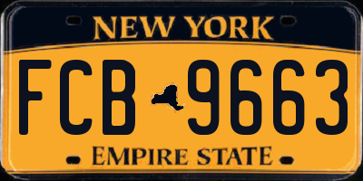NY license plate FCB9663