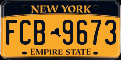 NY license plate FCB9673