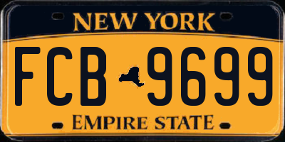 NY license plate FCB9699
