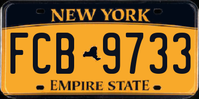 NY license plate FCB9733