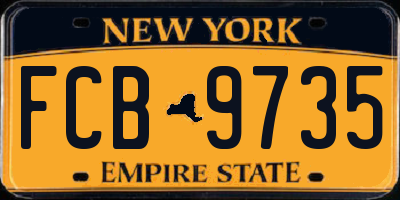 NY license plate FCB9735