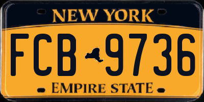 NY license plate FCB9736
