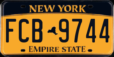 NY license plate FCB9744