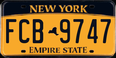 NY license plate FCB9747