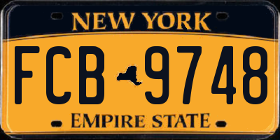 NY license plate FCB9748