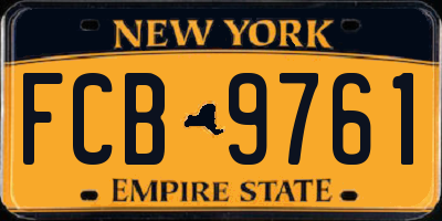 NY license plate FCB9761