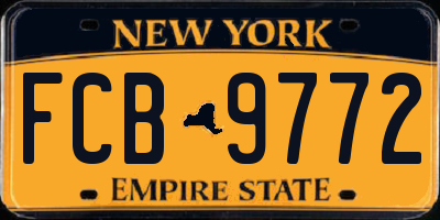 NY license plate FCB9772