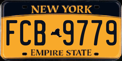 NY license plate FCB9779