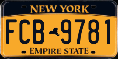 NY license plate FCB9781