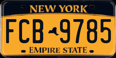 NY license plate FCB9785
