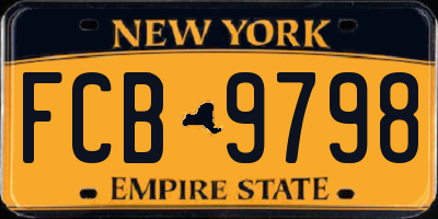 NY license plate FCB9798