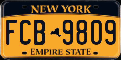 NY license plate FCB9809