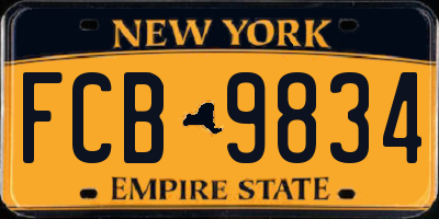 NY license plate FCB9834