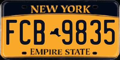 NY license plate FCB9835