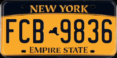 NY license plate FCB9836