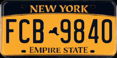 NY license plate FCB9840