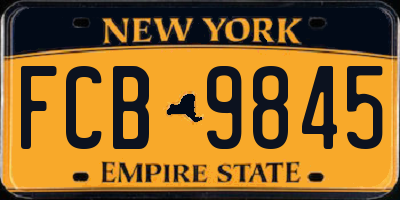 NY license plate FCB9845